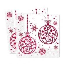 Christmas Red Balls - Papierserviette 3-lagig 33x33cm (20 Stck)