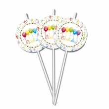 Happy Birthday Streamers - Trinkhalme mit Knick (6 Stck)