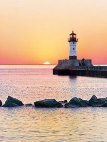 500 Teile Puzzle High Quality Collection - Sonnenuntergang am Leuchtturm