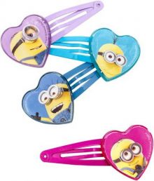 Minions - Haarklippchen - 4 Motive auf Backercard 6,5x0,5x16 cm