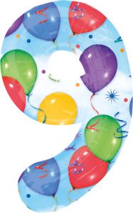Folienballoon - Supershape Numbers 9  58x88cm
