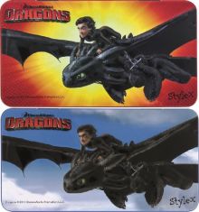 Dragons - Dreikantbuntstifte, Naturholz, in Metallbox (12 Stk)