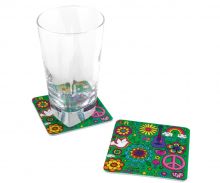 Flower Power - Glas-Untersetzer aus Moosgummi 9 x 9 cm (8 Stck) (12 VE = 96 Stck)