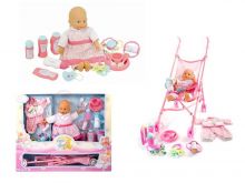 BABY Puppe mit Buggy und Accessoires