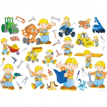 Bob der Baumeister Wand Aufkleber  (35-teilig)  (3 Stck)