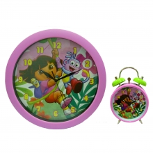 Dora Wanduhr (28cm) & Wecker(8cm) set