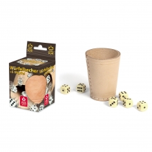 ASS - Lederwrfelbecher mit 6 Wrfeln (Natur) (20 Stck) - Faltschachtel