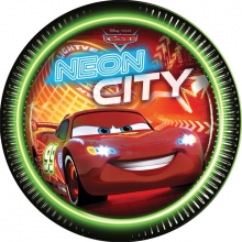 Cars Neon - Pappteller gro 23cm (8 Stck)