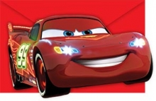 Cars Neon - Einladungskarten mit Umschlag gestanzt (6 Stck)
