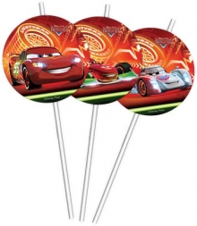 Cars Neon - Trinkhalme mit Knick (6 Stck)
