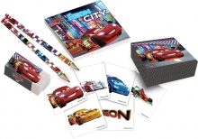 Cars Neon - Starter Set (4 Bleistifte, 4 Radiergummis, 4 Sticker-Boxen, 4 Notizblcke)