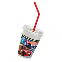 Cars Neon - Milchshake-Becher Set (Becher, Deckel, Trinkhalme)