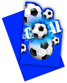 Fuball  - Einladungskarten gestanzt mit Umschlag (6 Stck)