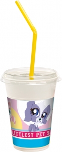 Littlest Pet Shop  - Milchshake-Becher Set (12 Becher, 12 Deckel, 12 Trinkhalme)