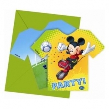 Mickey Goal - Einladungskarten gestanzt mit Umschlag (6 Stck)