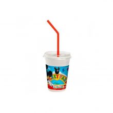 Playful Mickey - Milchshake-Becher mit Deckel und Trinkhalmen