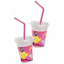 Princess Magic Prismatic - Milchshake-Becher Set (12 Becher, 12 Deckel, 12 Trinkhalme)