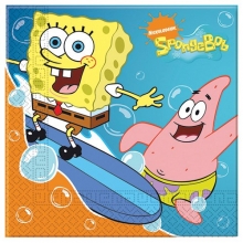 SpongeBob Surfing - Papierserviette 2-lagig 33x33cm (20 Stck)