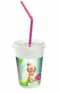 Tinkerbell Flowers Prismatic - Milchshake-Becher Set (12 Becher, 12 Deckel, 12 Trinkhalme)