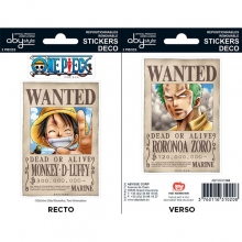 ONE PIECE - Stickers / Aufkleber - 16x11cm/ 2 Bltter - Wanted Luffy/ Zoro  (5 Stck)