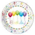 Happy Birthday Streamers - Pappteller gro 23cm (8 Stck)