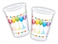 Happy Birthday Streamers - Kunststoffbecher 200ml (8 Stck)