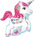 Folienballoon - Supershape Happy Birthday Einhorn Balloon 48x53cm