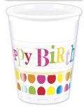 Happy Birthday Dots - Kunststoffbecher 8 Stk 200ml    