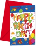 Kokliko Happy Birthday - Einladungskarten mit Umschlag (6 Stck)