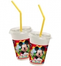 Mickey Mouse Club House - Milchshake-Becher Set (8 Becher, 8 Trinkhalme, 8 Deckel)