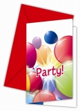 Multicolour Balloons Fantasy - Einladungskarten mit Umschlag (6 Stck)